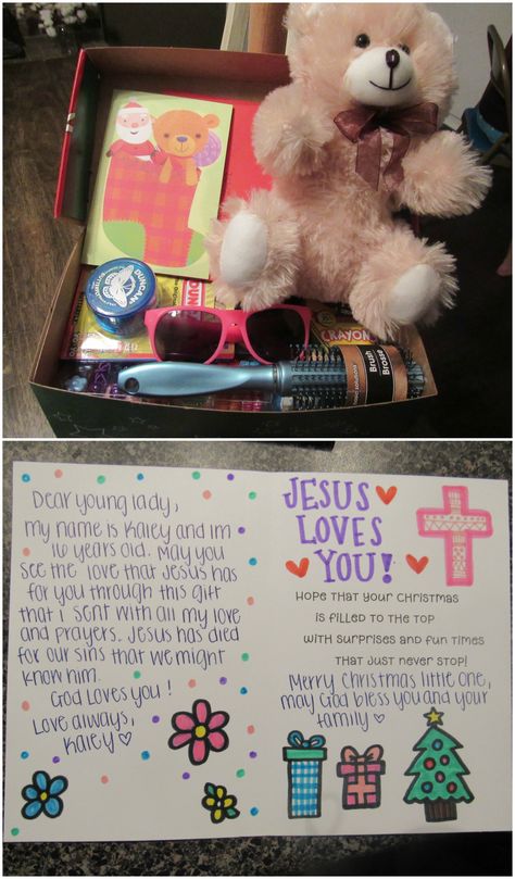 My OCC Shoebox - By Kaley 2016 Operation Christmas Child Shoebox Ideas Christmas Shoebox Ideas, Samaritans Purse Shoebox Ideas, Operation Christmas Child Crafts, Operation Christmas Child Box Ideas, Worship Activities, Occ Crafts, Homeless Bags, Samaritans Purse, Packing Party