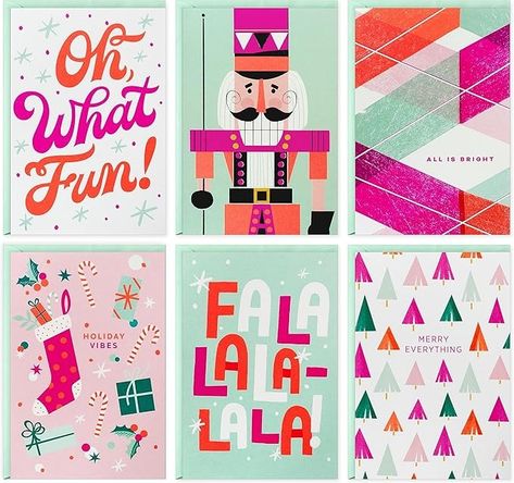 Amazon.com: Hallmark Neon Christmas Card Assortment (24 Cards and Envelopes) Holiday Vibes, Pink, Red, Mint Green, Nutcracker : Home & Kitchen Green Nutcracker, Nutcracker Christmas Card, Neon Christmas, Modern Christmas Cards, Christmas Card Set, Holiday Vibes, Neon Design, Christmas Icons, Nutcracker Christmas