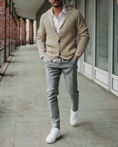 Follow fashionvanity for more style inspiration. Men Sneaker Outfit, Men’s Smart Casual Style 2024, Smart Casual Fall Outfits Men, Mens Business Professional Outfits, Men’s Office Business Casual, Men’s Office Fashion, Smart Casual Menswear Work, Business Casual Men Fall, Men Office Outfit Business Casual