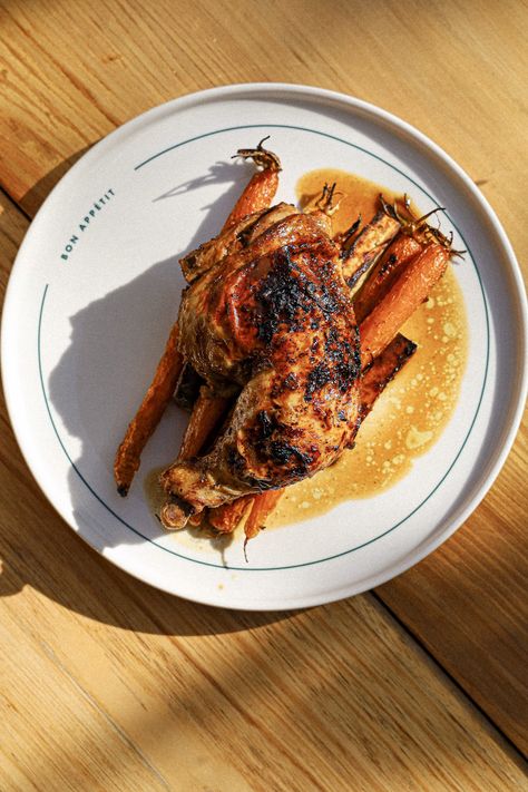 Maple miso butter braise-roast chicken — Jenny's Table Chicken In The Oven, Maple Chicken, Butterflied Chicken, Roast Chicken Dinner, Fall Dinners, Miso Butter, Japanese Sweet Potato, Pan Sauce, Roasted Root Vegetables