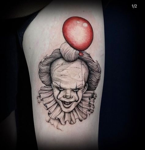 Pennywise Tattoos, Pennywise Tattoo Ideas, It Clown Tattoo, Penny Wise Tattoo, Why So Serious Joker Tattoo, Small Pennywise Tattoos, Penny Wise Tattoo Stencil, Pennywise Tattoo Design, It Tattoo Stephen King