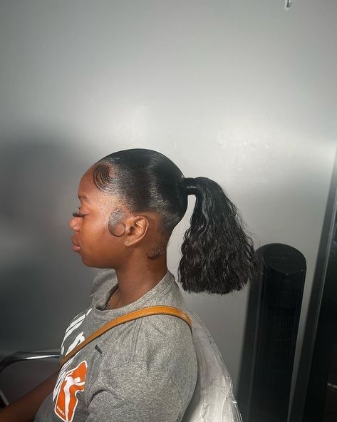 Ponytail Weave Curly, Slickback Ponytail, Ponytails Hairstyles, Ponytail Weave, Sleek Braided Ponytail, Slick Hair, Weave Ponytail Hairstyles, Sleek Ponytail Hairstyles, Weave Ponytail