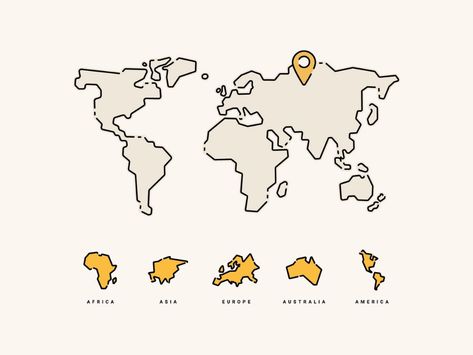 Illustrated Map Of The World for jrny.de by Franziska Volmer on Dribbble Maps Illustration Design, Map Logo, World Map Design, Infographic Map, Map Of The World, Modern Map, Youtube Logo, Minecraft Art, Learning Design