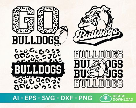 Bulldogs Svg, 2023 Svg, Bulldog Mascot, Cricut Explore Projects, Bulldogs Football, School Tees, Spirit Shirts, Cricut Free, Digital Drawings