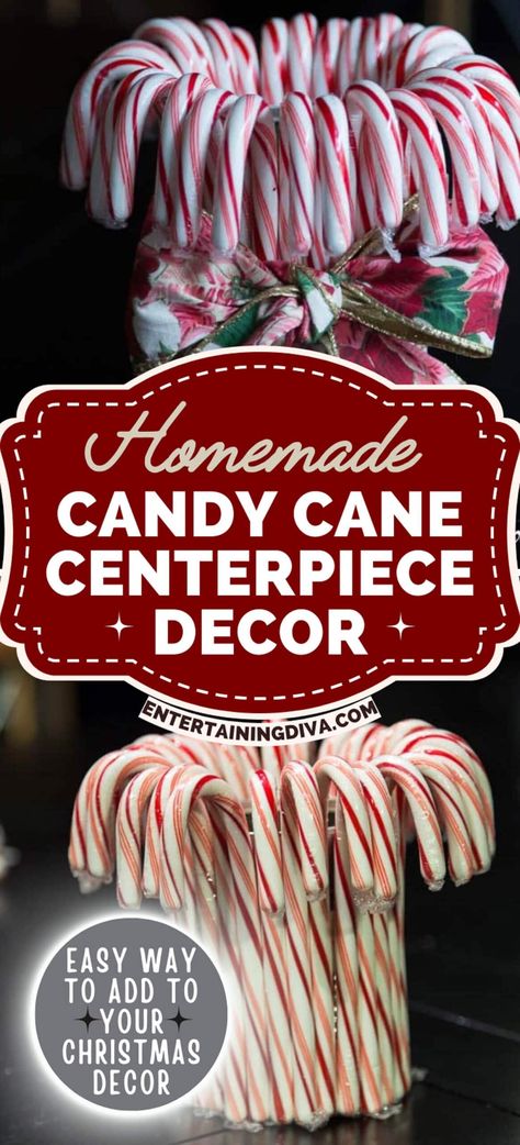 I love this DIY red and white Christmas centerpiece made from candy canes. It's so cheap and easy to make. You won't believe what else this Christmas vase is made out of! Christmas Centerpiece Diy, Diy Candy Cane, Easy Candy, Mason Jar Candle Holders, Christmas Vases, Christmas Table Decor, Jar Candle Holder, Red And White Christmas, How To Tie Ribbon