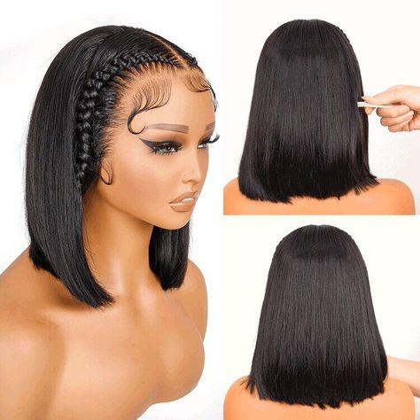 I just added a new item to eBay, Human Hair Wigs Glueless Pre Styled Braided Short 13x4 Lace Front Bob Wig Women! #eBay #eBaySeller Braided Bob, 12 Inch Hair, Best Lace Wigs, Lace Front Bob, Bob Weave, Wigs Glueless, Short Braids, Hair Braiding, Human Braiding Hair