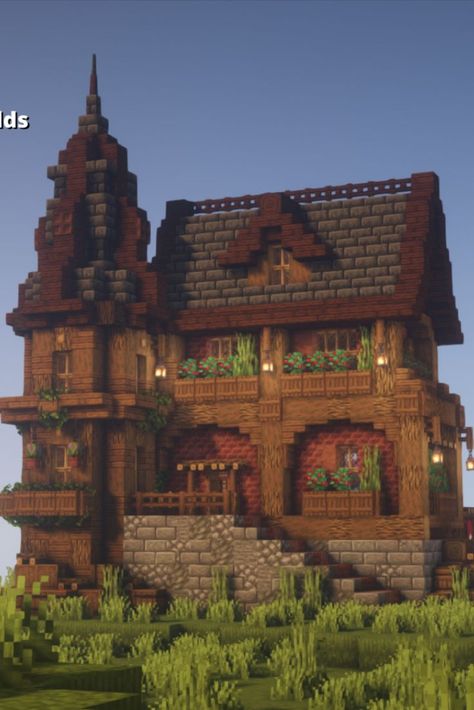 Tap to see more of my builds & their tutorials Minecraft Medieval House, Minecraft Starter House, Minecraft Tutorials, Starter House, Medieval House, Minecraft World, Minecraft Structures, Minecraft House Plans, Bangunan Minecraft