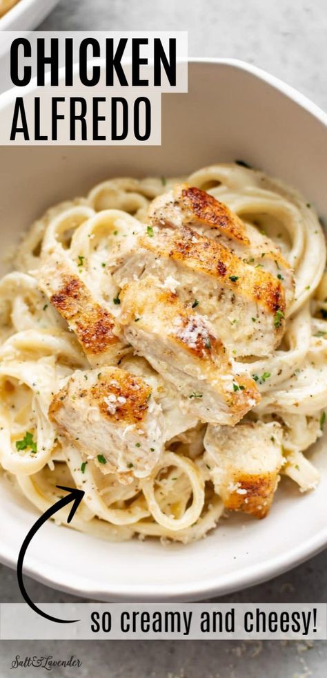 Half Baked Harvest Chicken Alfredo, Fettucini Alfredo With Chicken Recipe, Fettucini Alfredo Recipe Chicken Easy, Easy Chicken Fettuccine, Easy Chicken Fettuccine Alfredo, Fetuchini Alfredo, Alfredo Sauce Recipe Without Heavy Cream, Fetuccini Alfredo, Alfredo Fettuccine