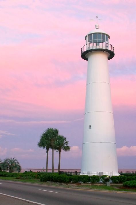 Biloxi, Mississippi...Beautiful | Biloxi Lighthouse Mississippi Aesthetic, Mississippi Biloxi, Mississippi Coast, Biloxi Lighthouse, Biloxi Beach, Biloxi Mississippi, American States, Walk In The Light, Ocean Springs