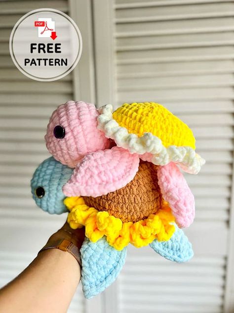 Crochet Turtle Pattern Free, Crochet Turtle Pattern, Sunflower Crochet, Confection Au Crochet, Quick Crochet Patterns, Crochet Turtle, Turtle Pattern, Crochet Animals Free Patterns, Crochet Daisy