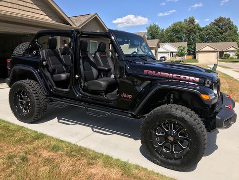 Jeep Wrangler No Doors, Doorless Jeep, Black Jeep Rubicon, Lifted Jeep Rubicon, Cool Jeeps Wrangler, Jeep Hardtop Storage, Jeep Wrangler Tires, Jeep Rims, Jeep Unlimited