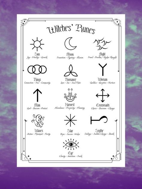 13 Witches Runes, Runes Meaning Witchcraft, Witches Runes Symbols, Witch Runes Symbols And Meanings, Witch Runes Symbols, Witches Runes Meaning, Protection Runes Witchcraft, Witches Symbols, Witch's Runes