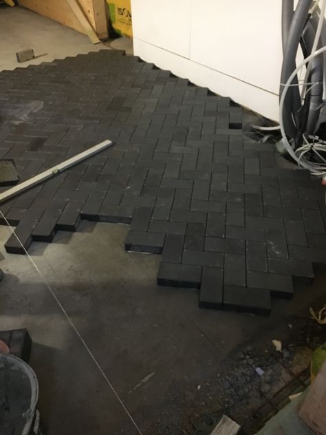 Black brick floor Black Brick Entryway Floor, Black Brick Flooring, Black Brick Patio Floor, Black Brick Walkway, Black Brick Front Steps, Black Tile Porch Floor, Black Brick Outdoor Kitchen, Black Brick Driveway, Black Brick Steps