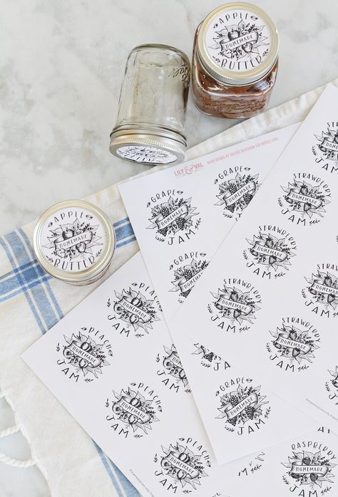 Creative Labels, Valerie Mckeehan, Jam Labels, Labels Printables Free Templates, Labels Printables, Printable Label Templates, Jam Label, Lily And Val, Ink Lettering