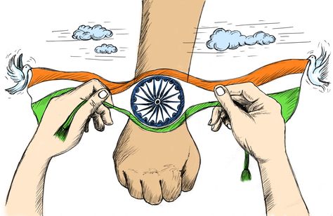 Raksha Bandhan Drawing, Creative India, Raksha Bandhan Cards, Independence Day Drawing, 15th August, 26 January, Meaningful Pictures, Notice Board, Activity Board