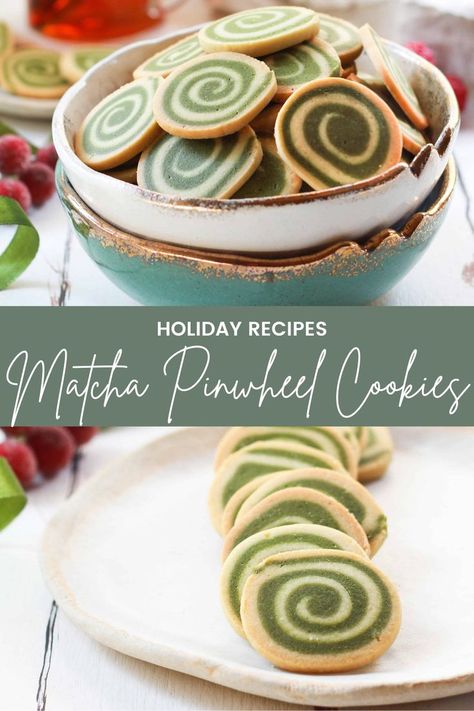 Matcha Pinwheel Cookies are not only spectacular to look at but are incredibly delicious as well! These festive cookies are perfect for your Christmas table! Matcha Pinwheel Cookies, Matcha Pudding, Matcha Recipes, Pinwheel Cookies, Matcha Recipe, Holiday Dessert Recipes, Festive Cookies, Artisan Food, Holiday Dessert