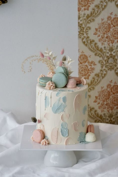 Gender Reveal Cake Ideas Boho, Modern Gender Reveal Cake, Gender Reveal Cake Buttercream, Gender Reveal Modern, Gender Reveal Cake Neutral, Gender Torte, Boho Gender Reveal Cake, Pastel Gender Reveal Party, Neutral Gender Reveal Cake