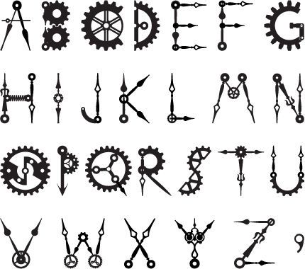 Making RetroTech: A Steampunk / Clock / Gear Font Steampunk Font, Maker Fun Factory Vbs 2017, Maker Fun Factory Vbs, Maker Fun Factory, Design Alphabet, Clock Gears, Steampunk Crafts, Steampunk Clock, Steampunk Gears