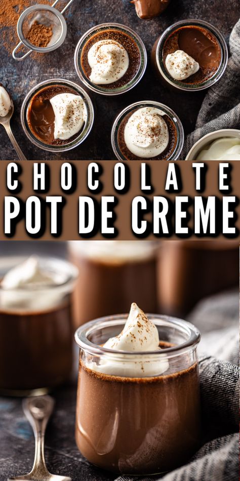 I nearly swooned when I took my first taste! This chocolate pot de creme recipe was so easy, it blew me away! Creme Recipe, Modern Honey, Luncheon Ideas, Chocolate Recipes Easy, Brulee Recipe, Decadent Chocolate Desserts, Chocolate Custard, Fudge Recipes Easy, Chocolate Pot