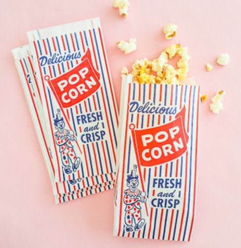 Popcorn Treat Bags, Popcorn Packaging, Popcorn Treat, Movie Night Birthday Party, Popcorn Treats, Theme Inspiration, Parties Ideas, Backyard Movie Nights, Food Wall Art