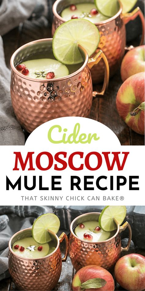 Apple Cider Moscow Mules are a delicious autumn twist on the classic cocktail! With vodka, ginger beer, lime juice and apple cider, this is a delicious beverage for any fall or winter holiday! Apple Cider Mule, Cider Moscow Mule, Cider Mule, Friday Cocktails, Cocktail With Vodka, Apple Cider Moscow Mule, Ginger Beer Cocktail, Best Mixed Drinks, Apple Cider Cocktail