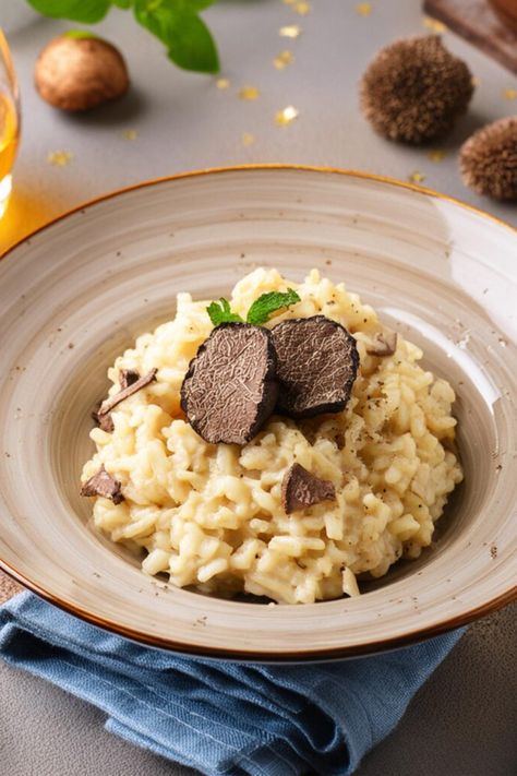 This Vegetarian Truffle Mushroom Risotto combines the comforting creaminess of risotto with the robust flavors of wild mushrooms and the luxurious touch of fresh truffles. It's a dish that celebrates the richness of the ingredients, creating a symphony of flavors with every bite. Vegan Italian Recipes, Truffle Mushroom, White Truffle Oil, Indulgent Food, Vegan Italian, Healthy Food Inspiration, Mushroom Risotto, Risotto Recipes, Dessert Salads