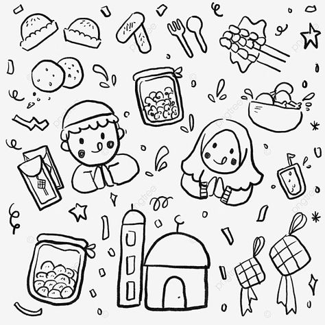 Hand Drawing Doodles, Bar Drawing, Wing Drawing, Islamic Kids Activities, Drawing Doodles, Illustration Art Kids, Drawing Png, Islamic Artwork, Eid Al Fitr