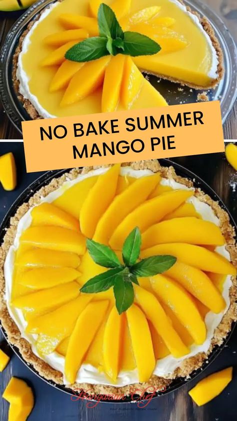 No bake summer mango pie – Hungarian Chef Mango Pie Recipe, Mango Pie, Icebox Pie, Chilled Desserts, Vanilla Whipped Cream, Mango Puree, Cheese Serving, Pie Recipe, Pie Crust