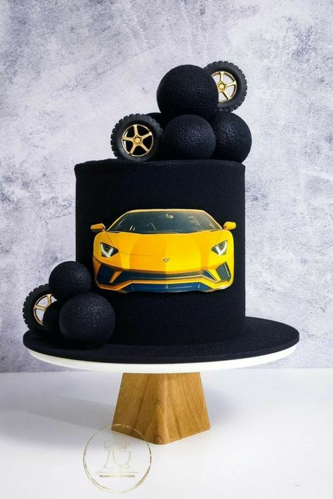 Lamborghini Cake, Birthday Cake Roses, Boy Party Decorations, Race Car Cakes, Cars Birthday Cake, Superhero Birthday Cake, Birthday Bbq, Beautiful Cake Designs, Birthday Ideas For Her