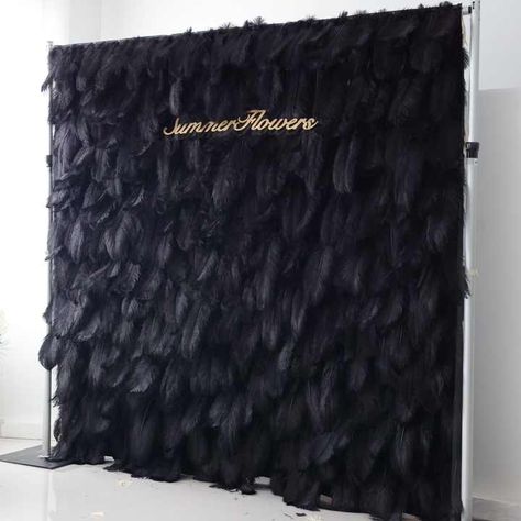 House Front Wall Design, Artificial Flower Wall, Feather Fabric, Front Wall Design, Wall Fabric, Backdrop Photography, Dark Wedding, Room Baby, Event Backdrop