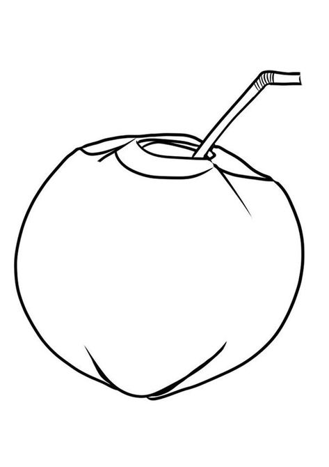 Coconut Tattoo Minimalist, Coconut Drawing, Floral Outlines, Monster Coloring Pages, Fruit Coloring Pages, Outline Images, Air Kelapa, Kid Coloring Page, Classroom Activity