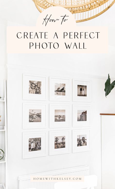 How to create a stunning Photo Gallery Wall + FREE Lightroom Presets Personal Photo Gallery Wall, How To Choose Photos For Gallery Wall, 8x8 Picture Wall, 6 Photo Gallery Wall, 5x7 Photo Wall, Minimalist Picture Wall, Simple Photo Wall, Minimalist Photo Wall, Bathroom Photo Wall