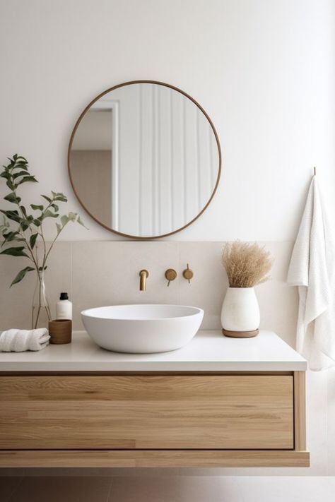 Minimalist Bathroom White, Bathroom Ideas Minimalist, White Bathroom Modern, Mcgee Bathroom, Bathroom Tile Design Ideas, Organic Modern Bathroom, Tile Design Ideas, Plants Aesthetic, Bathroom White