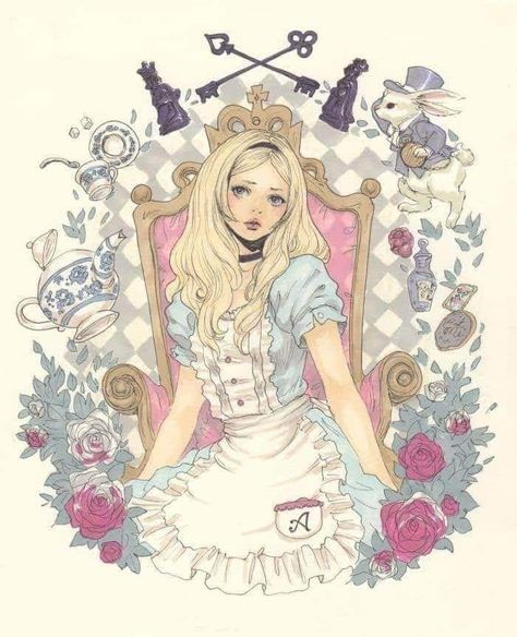 Alice In Wonderland Aesthetic, Arte Punk, Color Drawing, Disney Alice, Adventures In Wonderland, Arte Fantasy, Colorful Drawings, Pretty Art, Disney Art