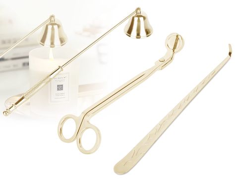 PRICES MAY VARY. 3pcs candle care tools set: This product is a complete set, which includes candle snuffer* 1, candle wick trimmer* 1, candle wick dipper* 1. So that they can meet your various demands. And 4 colors to choose, black/gold/silver/rose gold candle tool accessories kit. Candle Snuffer: The snuffer extinguishes your candle wick in a properly and safely way and avoids a spray of wax or excessive smoke which was caused by blowing out candles worse a nasty burn! Hold the candle distingui Candle Extinguisher, Rose Gold Candle, Copper Kitchen Accessories, Candle Wick Trimmer, Wick Trimmer, Candle Wick, Gold Candle, Candle Care, Candle Snuffer