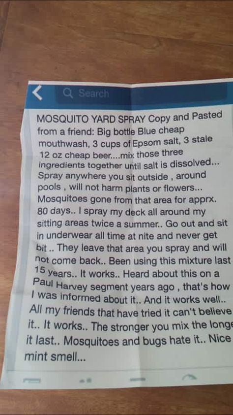 Mosquito repellent spray for deck/patio Mosquito Yard Spray, 1000 Lifehacks, Mosquito Spray, Bug Repellent, Simple Life Hacks, Mosquito Repellent, Insect Repellent, Back To Nature, Diy Cleaning Products