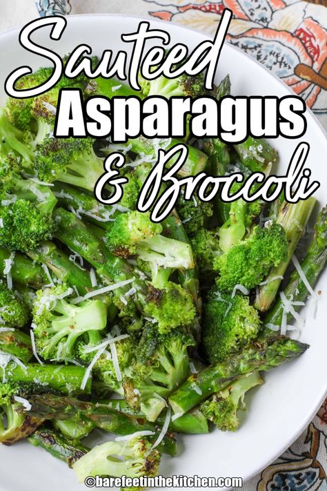 Sauteed Broccoli, Asparagus Broccoli, Asparagus Side Dish, Sauteed Asparagus, Saute Asparagus, Mediterranean Diet Food List, Broccoli Sauteed, Asparagus Dishes, Grilled Broccoli