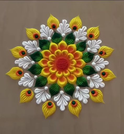 Rangoli For Home Inauguration, Rangoli Designs With Swastik, Rangoli Around Diya, Heavy Rangoli Designs For Diwali, One Line Rangoli Designs, Flower Design Rangoli Diwali, Rangoli Designs Lakshmi Puja, Rangoli Ideas Easy Small Simple, Aesthetic Rangoli Easy