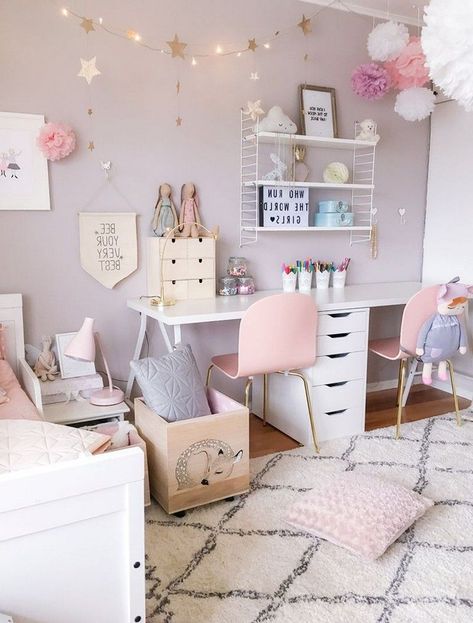 Amazing Girl Bedroom Ideas 7 Year Old, 9 Yr Old Girl Bedroom Ideas #GirlsBedroomIdeas: Feel like to try this style? Shared Girls Room, Koti Diy, Study Corner, Feminine Bedroom, Rooms Decor, Kid Bedroom, Decor Curtains, Cute Bedroom Ideas