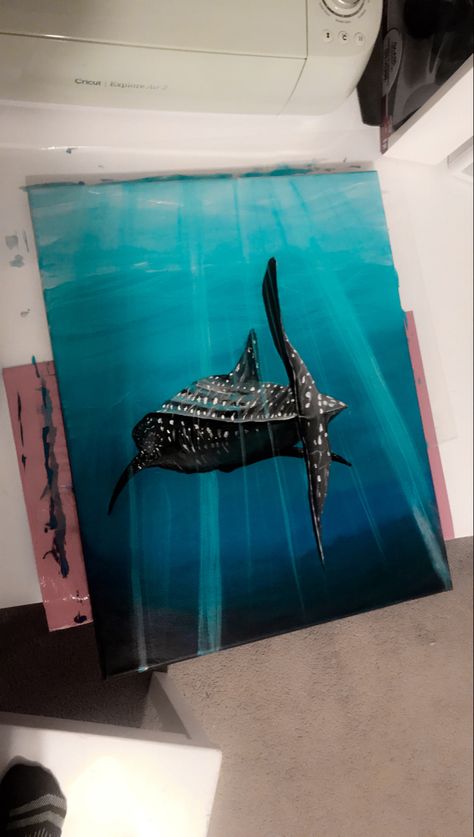 #diy #whaleart #whaleshark #acrylic #acrylicpainting #ocean #oceanart Marine Life Art Paintings, Ocean Paintings Acrylic, Ocean Creatures Painting, Whale Shark Painting Acrylic, Acrylic Painting Underwater, Sealife Paintings, Shark Acrylic Painting, Whale Painting Acrylic, Sea Animal Paintings