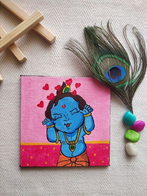 Krishna Drawing, Easy Mandala Drawing, Mandala Art Therapy, Small Canvas Paintings, Little Krishna, Beautiful Art Paintings, Easy Canvas Art, Easy Canvas, Abstract Art Painting Diy