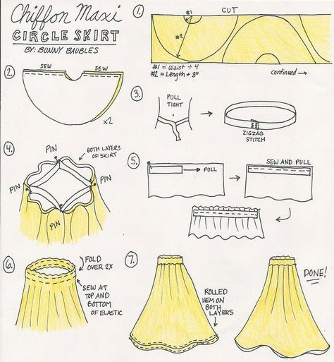 Chiffon Skirt Pattern, She Is A Princess, Diy Circle Skirt, Skirt Sewing Tutorial, Circle Skirt Pattern, Skirt Sewing, Skirt Tutorial, Sew Ins, Diy Skirt