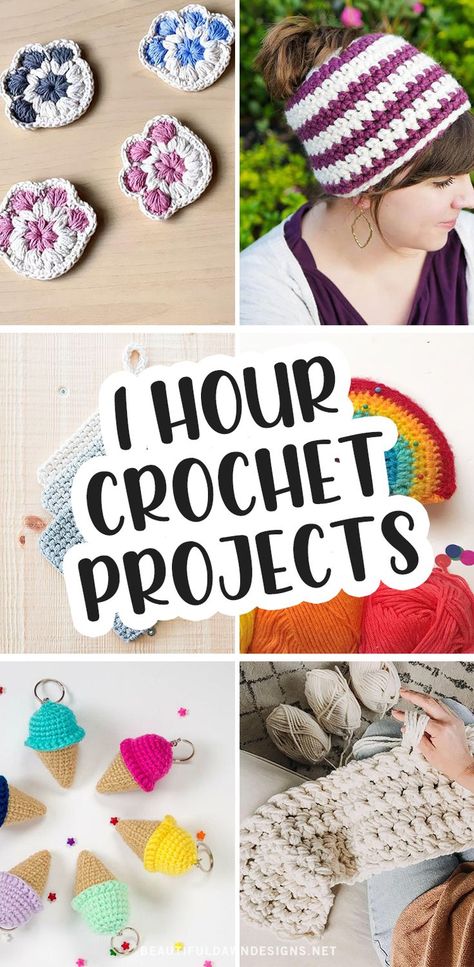 Free One Hour Crochet Patterns, Crochet In An Hour, Crochet Projects Without Stuffing, Very Quick Crochet Projects, Crochet Bus Driver Gift, Begginers Crochet Projects Easy Patterns, Easy Scrap Yarn Crochet Projects, Crochet Craft Sale Items, 1 Hour Amigurumi