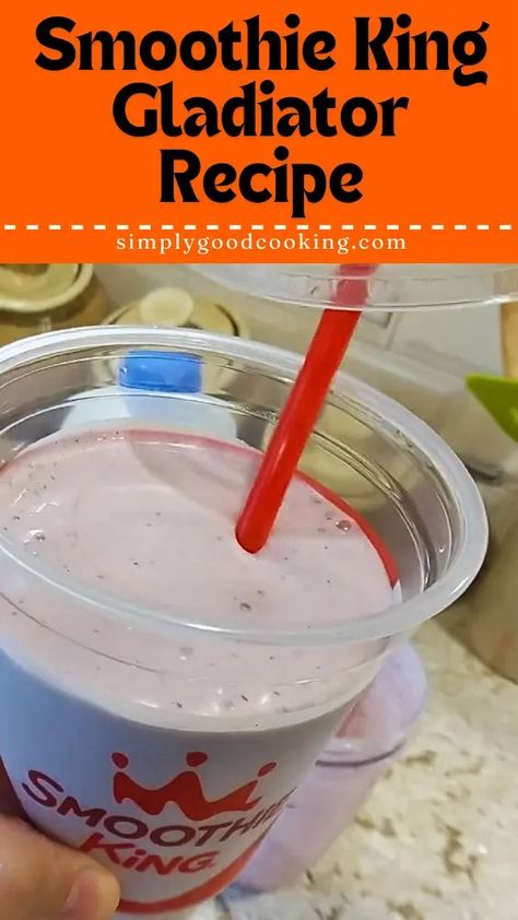 Smoothie King Gladiator Recipe Smoothie King Gladiator Recipe, Smoothie King Recipes Copycat, Pappadeaux Recipe, Perfect Smoothie Recipe, Smoothie King Recipes, Longhorn Steakhouse Recipes, Copycat Recipes Desserts, Diy Smoothies, Steakhouse Recipes