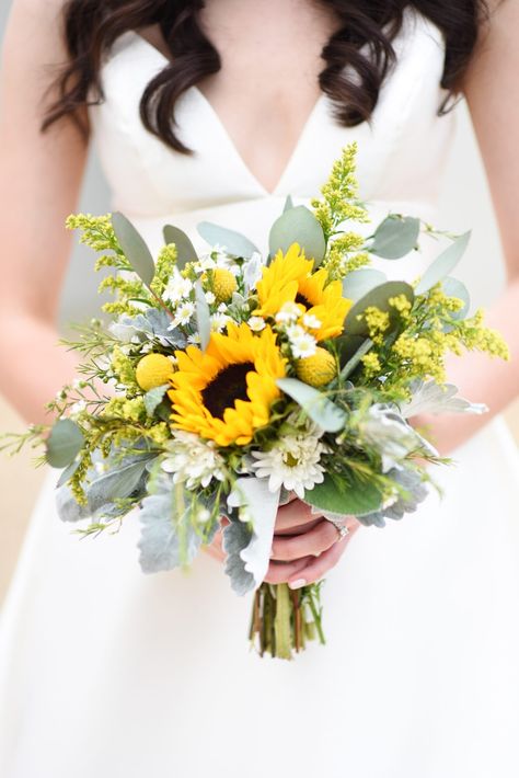 sunflower bouquet with lambs ear Yellow Wedding Bouquet, Sunflower Wedding Bouquet, Yellow Bouquets, Yellow Wedding Flowers, Summer Wedding Bouquets, Sunflower Bouquets, Summer Bouquet, White Wedding Bouquets, Fall Wedding Bouquets