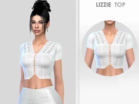 Tops Sims 4 Cc, Cc Top, Black Bandage Dress, White Knit Top, Sims 4 Downloads, Sims Community, Rib Tattoo, Sims 4 Cc Finds, Sims 4 Clothing