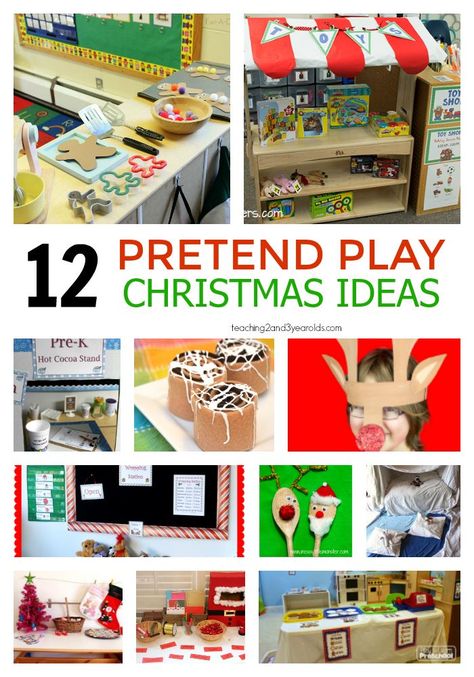 12 pretend play Christmas activities for toddlers and preschoolers that are fun for the classroom dramatic play center or at home. Classroom Dramatic Play, Christmas Dramatic Play, Christmas Ideas For Kids, Dramatic Play Ideas, Christmas Lesson Plan, Dramatic Play Activities, Dramatic Play Themes, Christmas Activities For Toddlers, Christmas Lesson