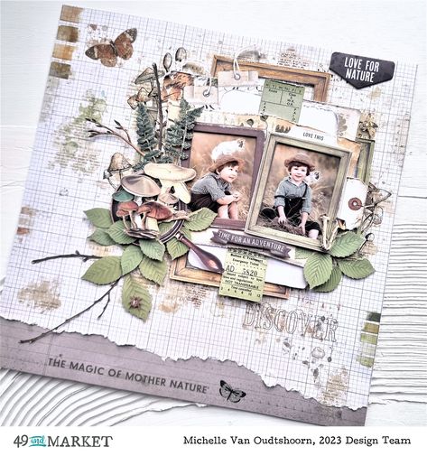 Landscape Scrapbook Layouts, 49 And Market Layouts, 2 Page Scrapbooking Layouts, Scrapbooking Ideas Layouts, Nature Scrapbook Layouts, Easy Scrapbooking Ideas, Scrapbook Clusters, Standing On A Cliff, Mixed Media Scrapbooking Layouts