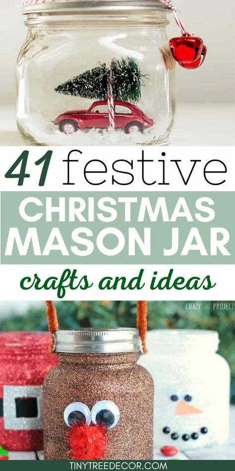 Easy DIY Christmas Mason Jar Crafts and Ideas- check out our full list of homemade gifts, decor, ornaments and crafts using Mason jars! These projects are simple and fun to make - snowmen, christmas trees, santa, lighted jars- so many holiday gifts or home decor things to make. Crafts Using Mason Jars, Holiday Mason Jar Crafts, Christmas Mason Jar Crafts, Christmas Wine Bottle Crafts Diy, Mason Jar Gifts Recipes, Home Decor Things, Scented Mason Jar Candles, Mason Jar Diy Projects, Jar Decorations