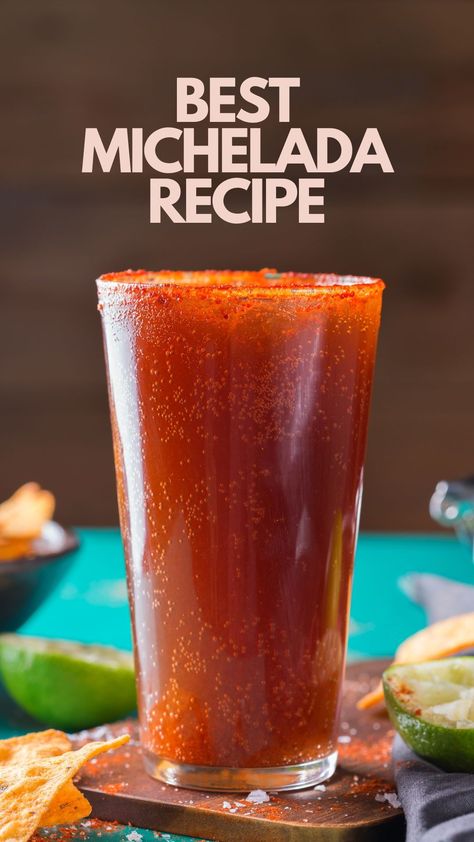 Discover the ultimate Michelada experience with our Best Michelada Recipe! This tantalizing blend of beer, lime juice, hot sauce, and spices creates a symphony of flavor that's perfect for any occasion. Elevate your taste buds with this bold and refreshing Mexican-inspired cocktail! #Michelada Best Red Beer Recipe, How To Make Micheladas Recipes, Pickle Michelada Recipe, Easy Michelada Recipe, Homemade Michelada Mix Recipe, Mango Michelada Recipe, Best Michelada Recipe Mexicans, Mexican Mixed Drinks, Michelada Bar Station